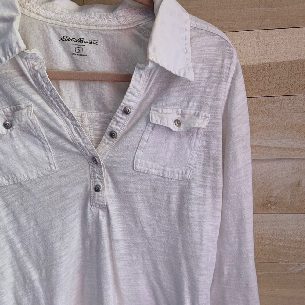 White Eddie Bauer shirt